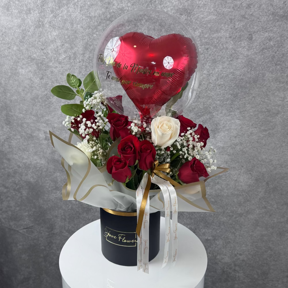 Roses and Balloon Arrangement