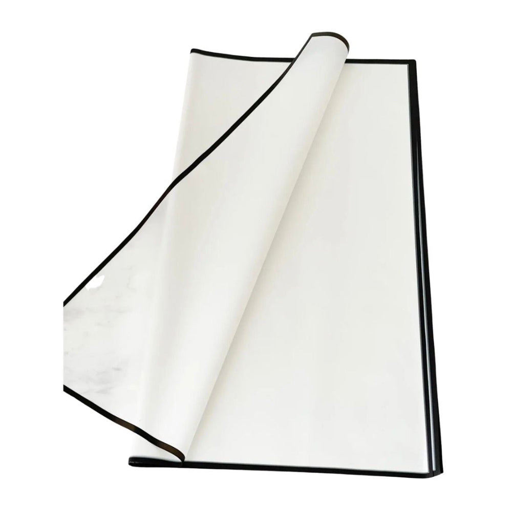 White paper wrap with black border on a white background